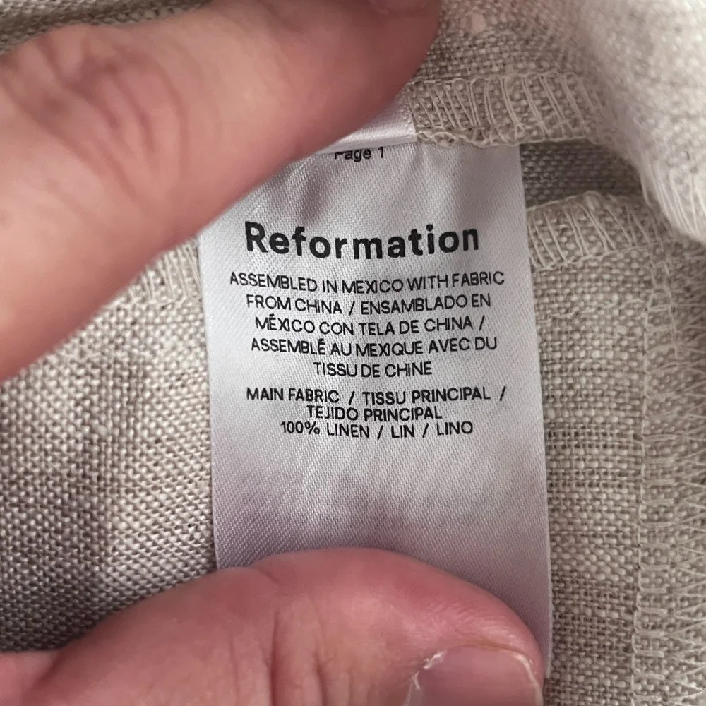 Reformation 100% Linen Trouser Pant Wide-Leg‎ Beige Size 2 Minimalist Boho Chic